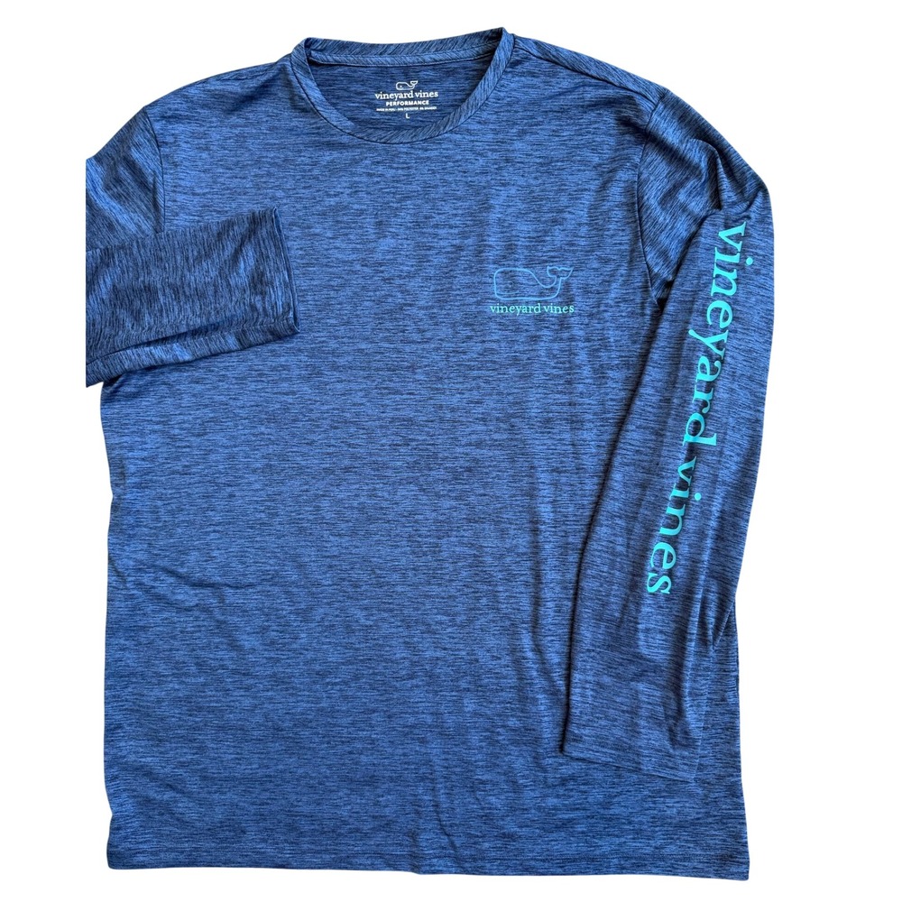 Vineyard‎ Vines Performance Long Sleeve Shirt Mens Large Blue Whale Logo